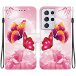Custodia per telefono in pelle con disegno colorato con texture di cristallo, For Samsung Galaxy S21 Ultra 5G