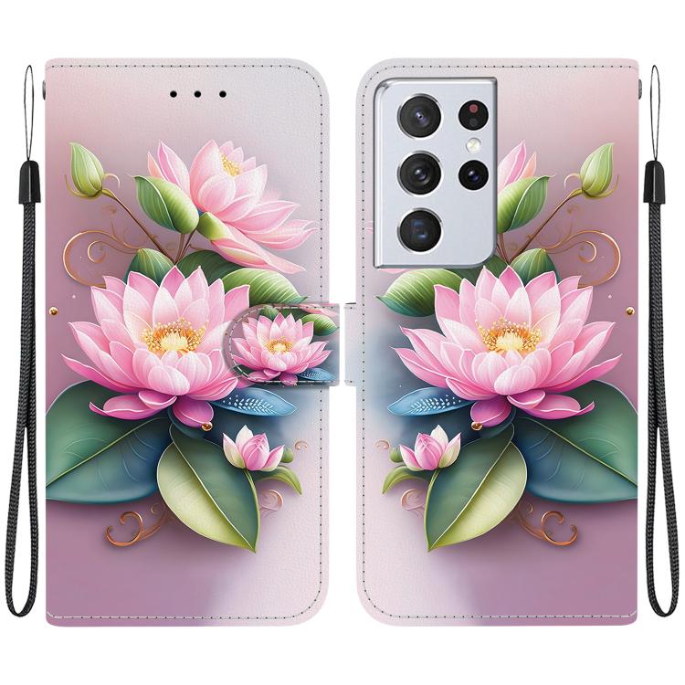Custodia per telefono in pelle con disegno colorato con texture di cristallo, For Samsung Galaxy S21 Ultra 5G