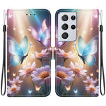 Custodia per telefono in pelle con disegno colorato con texture di cristallo, For Samsung Galaxy S21 Ultra 5G