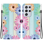 Custodia per telefono in pelle con disegno colorato con texture di cristallo, For Samsung Galaxy S21 Ultra 5G