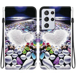 Custodia per telefono in pelle con disegno colorato con texture di cristallo, For Samsung Galaxy S21 Ultra 5G