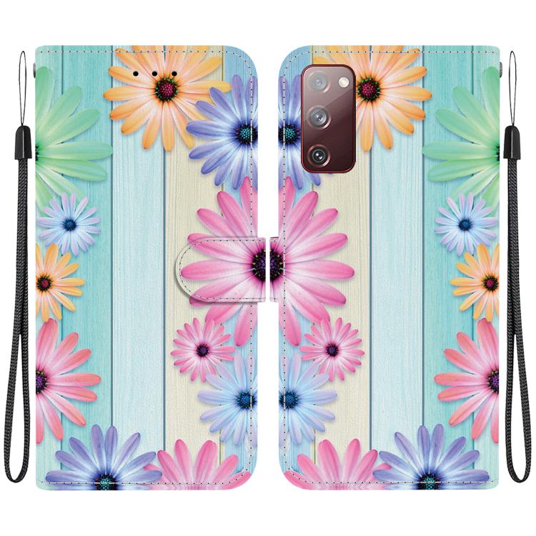 Custodia per telefono in pelle con disegno colorato con texture di cristallo, For Samsung Galaxy S20 FE