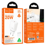 Set caricabatterie hoco N60 PD20W Type-C con cavo da 1 m Type-C a Type-C, EU Plug