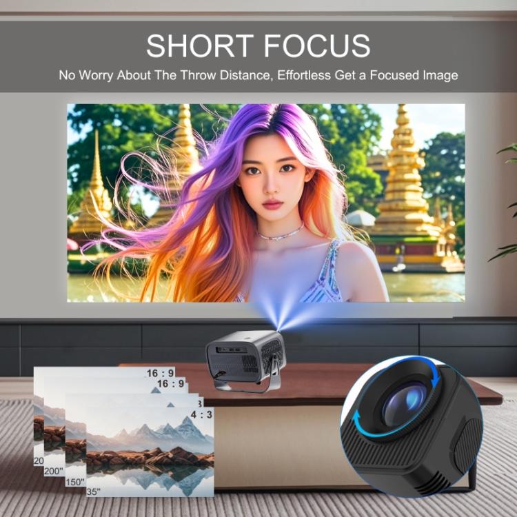 Proiettore intelligente A10 Plus 1280 x 720P 200ANSI Amlogic H713 CPU Android 11.0, US Plug, EU Plug, UK Plug, AU Plug