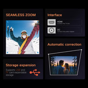 Proiettore intelligente A10 Plus 1280 x 720P 200ANSI Amlogic H713 CPU Android 11.0, US Plug, EU Plug, UK Plug, AU Plug