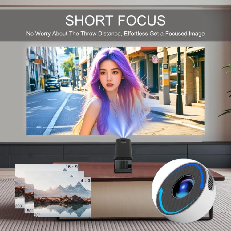 M10 Plus 1280 x 720P 200ANSI Amlogic H713 CPU Android 11 Proiettore intelligente con staffa, US Plug, EU Plug, UK Plug, AU Plug