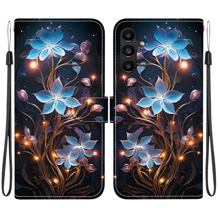 Custodia per telefono in pelle con disegno colorato con texture di cristallo, For Samsung Galaxy A15