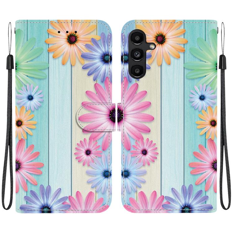 Custodia per telefono in pelle con disegno colorato con texture di cristallo, For Samsung Galaxy A15