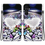 Custodia per telefono in pelle con disegno colorato con texture di cristallo, For Samsung Galaxy A15