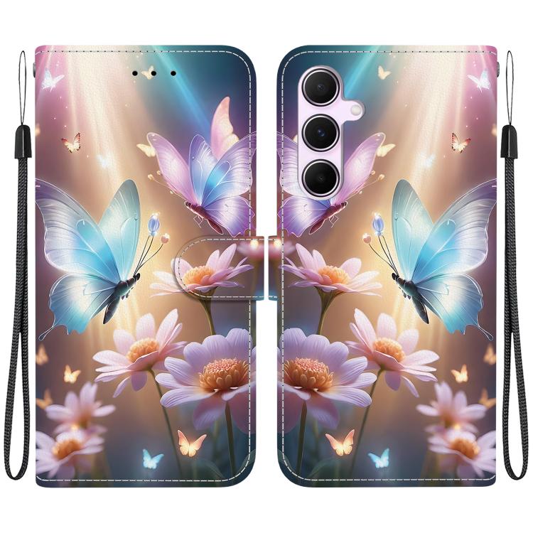 Custodia per telefono in pelle con disegno colorato con texture di cristallo, For Samsung Galaxy A55 5G
