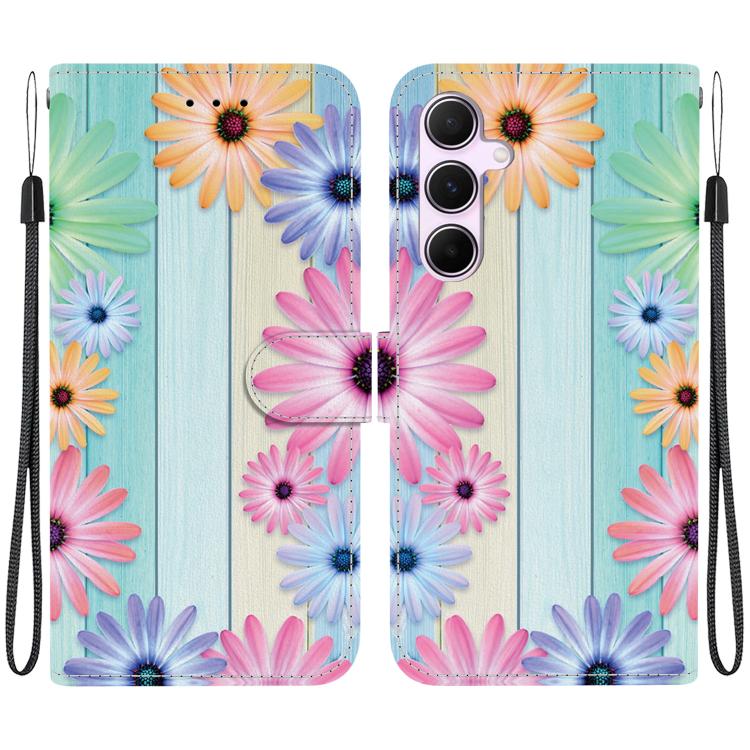 Custodia per telefono in pelle con disegno colorato con texture di cristallo, For Samsung Galaxy A55 5G
