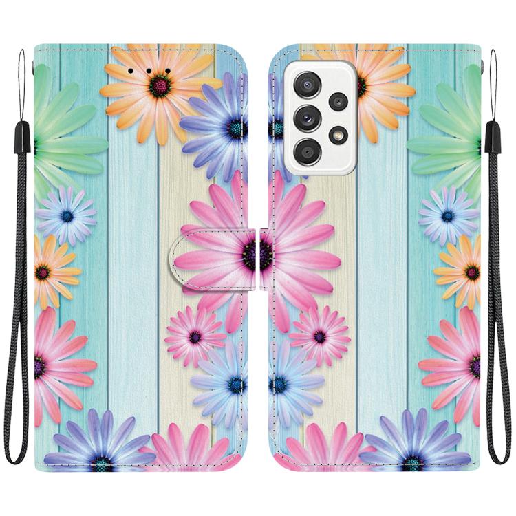 Custodia per telefono in pelle con disegno colorato con texture di cristallo, For Samsung Galaxy A73 5G