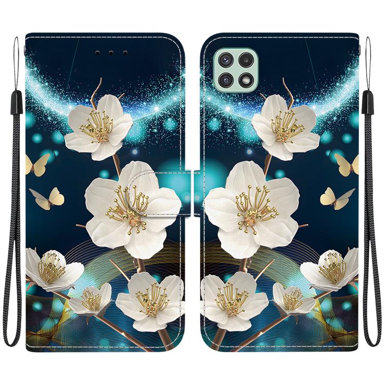 Custodia per telefono in pelle con disegno colorato con texture di cristallo, For Samsung Galaxy A22 5G