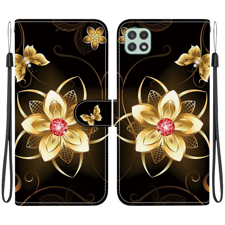 Custodia per telefono in pelle con disegno colorato con texture di cristallo, For Samsung Galaxy A22 5G