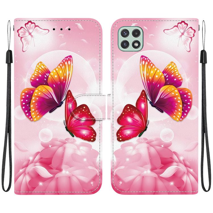 Custodia per telefono in pelle con disegno colorato con texture di cristallo, For Samsung Galaxy A22 5G