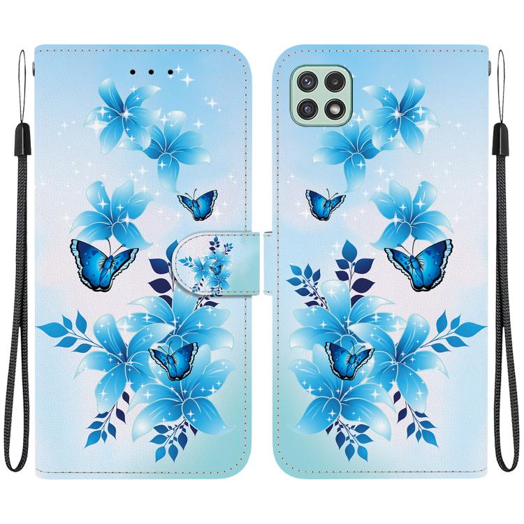 Custodia per telefono in pelle con disegno colorato con texture di cristallo, For Samsung Galaxy A22 5G