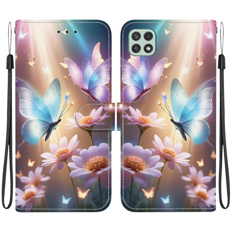 Custodia per telefono in pelle con disegno colorato con texture di cristallo, For Samsung Galaxy A22 5G