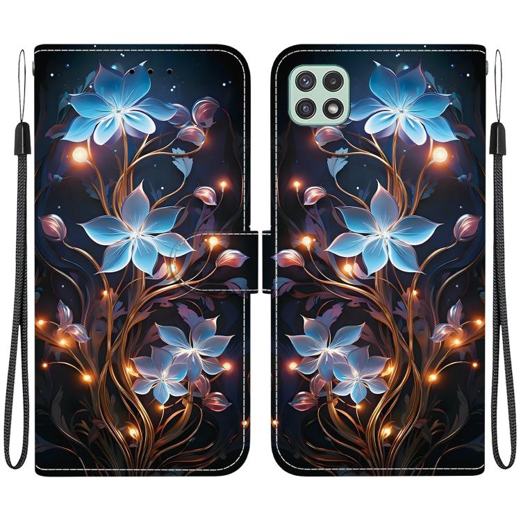 Custodia per telefono in pelle con disegno colorato con texture di cristallo, For Samsung Galaxy A22 5G