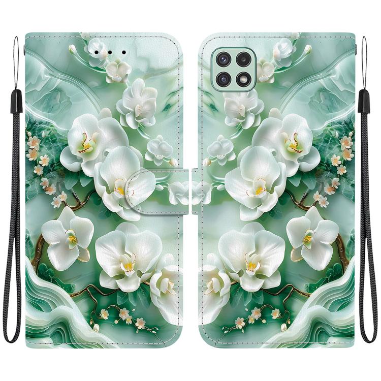 Custodia per telefono in pelle con disegno colorato con texture di cristallo, For Samsung Galaxy A22 5G