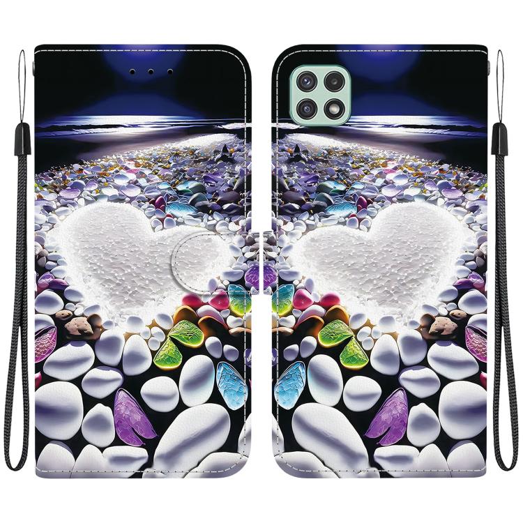 Custodia per telefono in pelle con disegno colorato con texture di cristallo, For Samsung Galaxy A22 5G