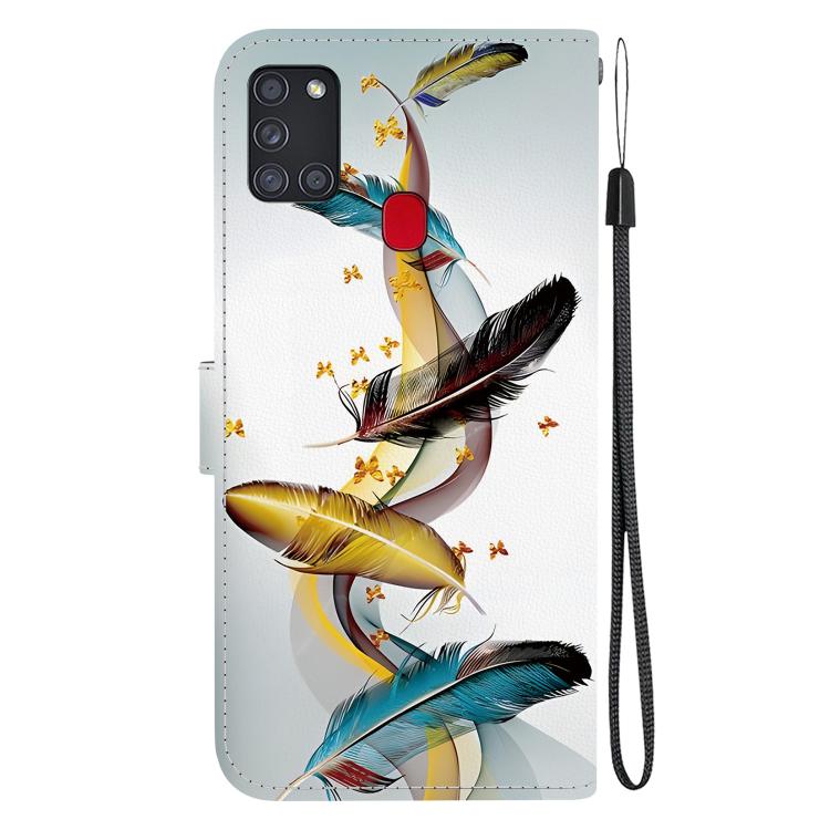 Custodia per telefono in pelle con disegno colorato con texture di cristallo, For Samsung Galaxy A21s