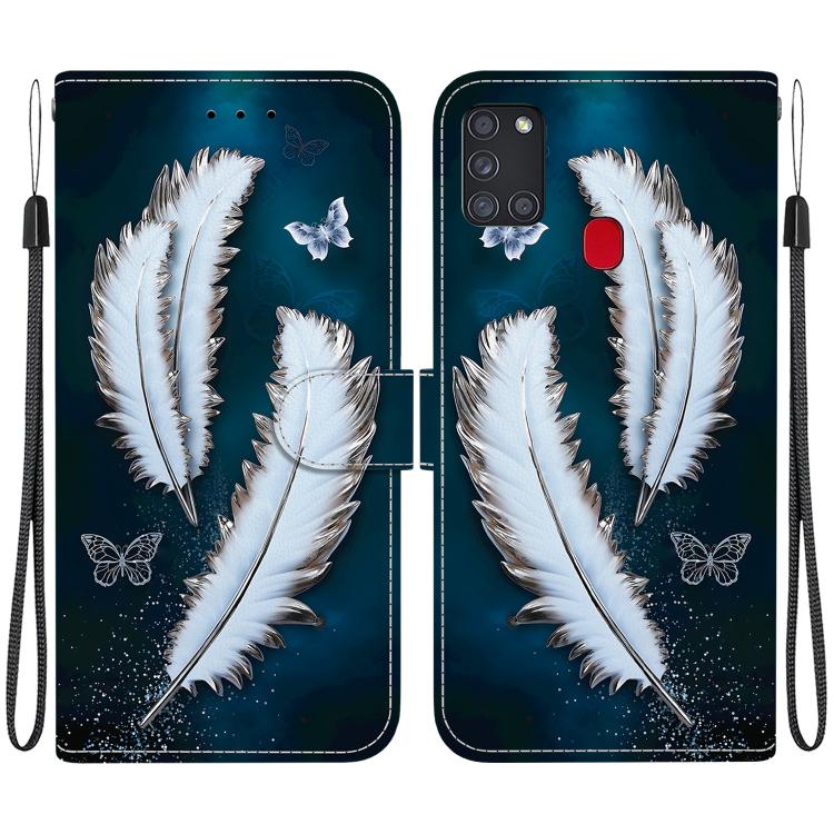 Custodia per telefono in pelle con disegno colorato con texture di cristallo, For Samsung Galaxy A21s