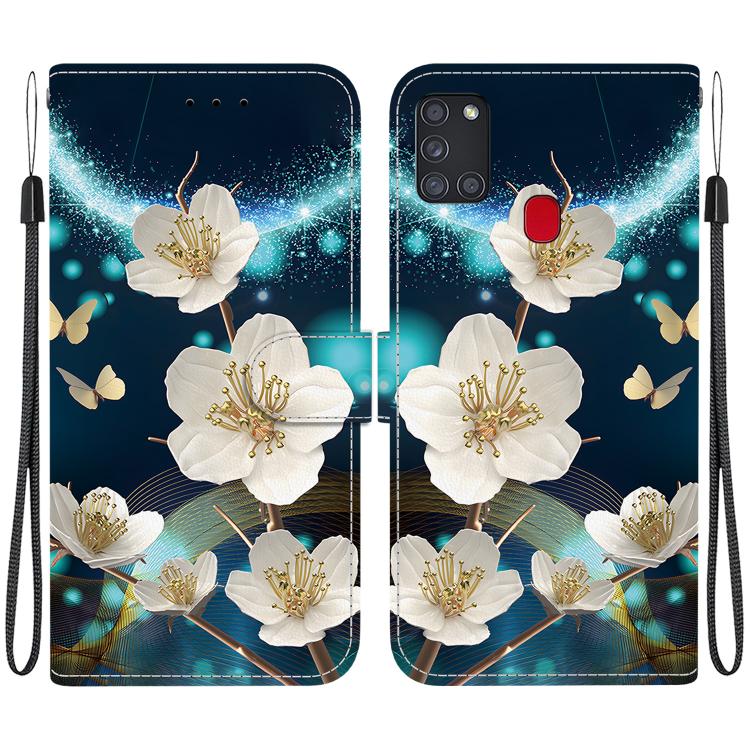 Custodia per telefono in pelle con disegno colorato con texture di cristallo, For Samsung Galaxy A21s