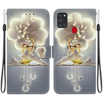 Custodia per telefono in pelle con disegno colorato con texture di cristallo, For Samsung Galaxy A21s