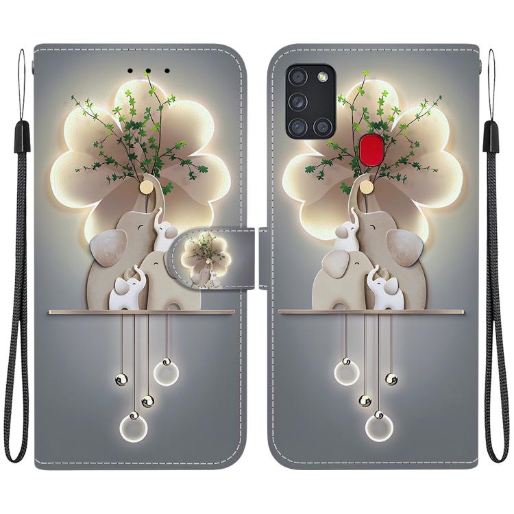 Custodia per telefono in pelle con disegno colorato con texture di cristallo, For Samsung Galaxy A21s