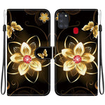 Custodia per telefono in pelle con disegno colorato con texture di cristallo, For Samsung Galaxy A21s