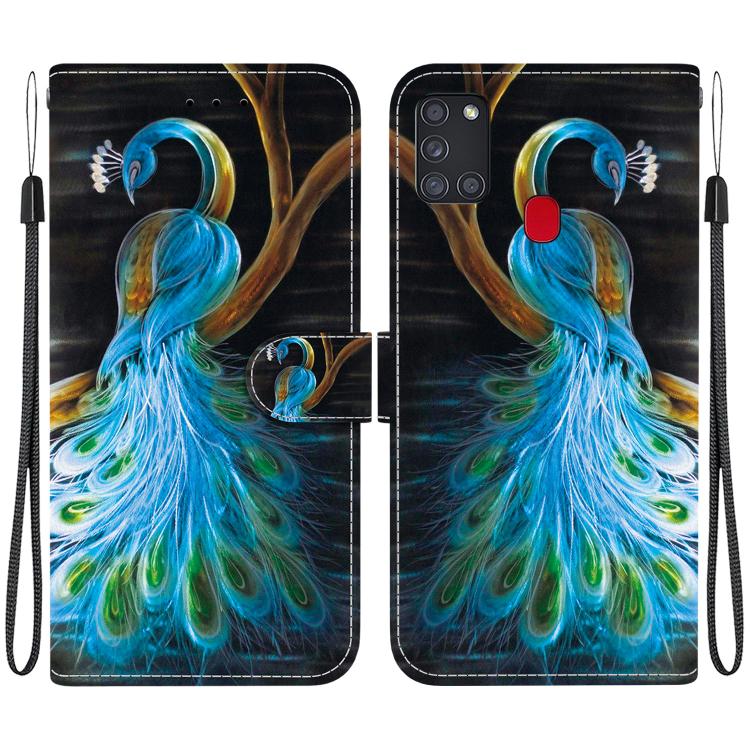 Custodia per telefono in pelle con disegno colorato con texture di cristallo, For Samsung Galaxy A21s