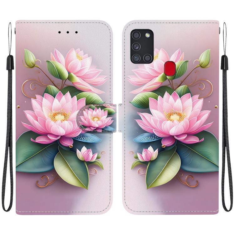 Custodia per telefono in pelle con disegno colorato con texture di cristallo, For Samsung Galaxy A21s