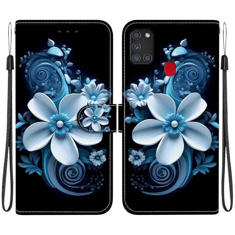 Custodia per telefono in pelle con disegno colorato con texture di cristallo, For Samsung Galaxy A21s