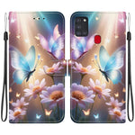 Custodia per telefono in pelle con disegno colorato con texture di cristallo, For Samsung Galaxy A21s