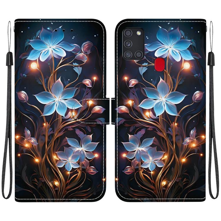 Custodia per telefono in pelle con disegno colorato con texture di cristallo, For Samsung Galaxy A21s