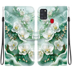 Custodia per telefono in pelle con disegno colorato con texture di cristallo, For Samsung Galaxy A21s