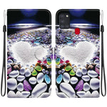 Custodia per telefono in pelle con disegno colorato con texture di cristallo, For Samsung Galaxy A21s