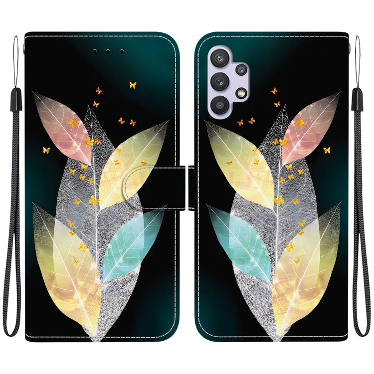 Custodia per telefono in pelle con disegno colorato con texture di cristallo, For Samsung Galaxy A32 5G