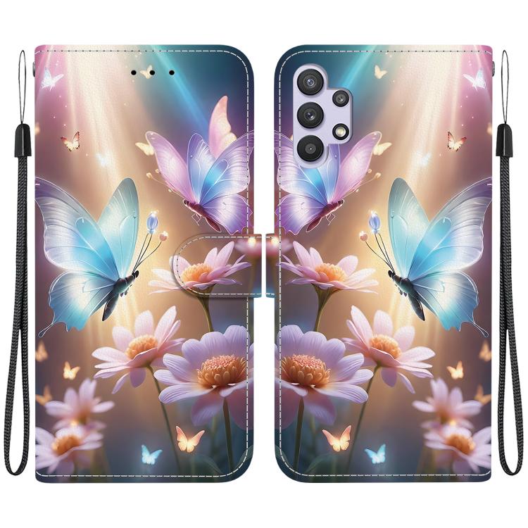 Custodia per telefono in pelle con disegno colorato con texture di cristallo, For Samsung Galaxy A32 5G