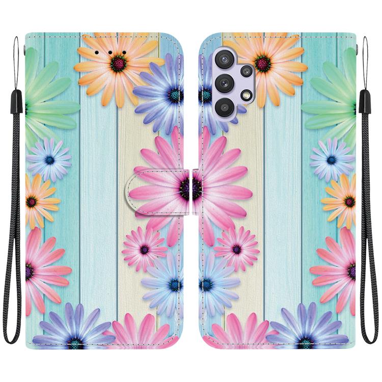 Custodia per telefono in pelle con disegno colorato con texture di cristallo, For Samsung Galaxy A32 5G