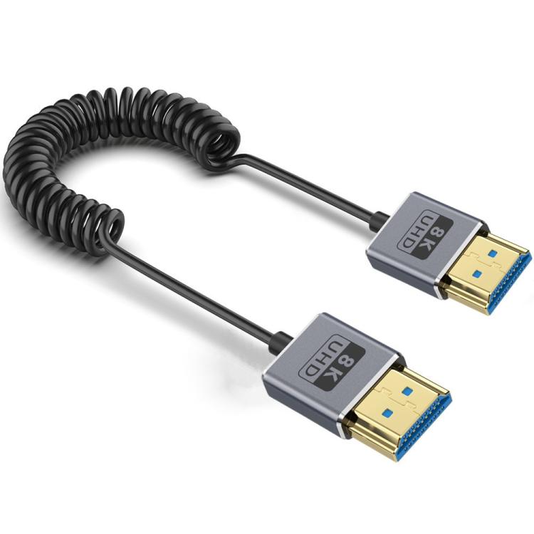 Cavo HDMI 2.1 coassiale a spirale da 0,7 m 8K 48 Gbps, Straight to Straight, Upward Bend, Downward Bend, Right Bend, Left Bend