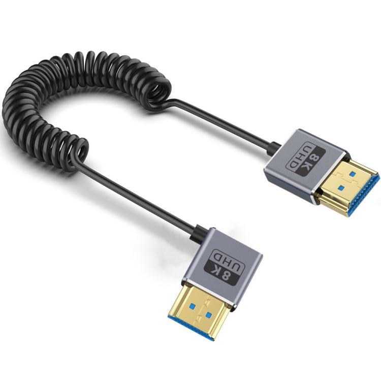 Cavo HDMI 2.1 coassiale a spirale da 0,7 m 8K 48 Gbps, Straight to Straight, Upward Bend, Downward Bend, Right Bend, Left Bend