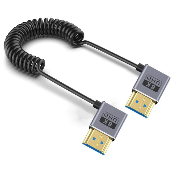 Cavo HDMI 2.1 coassiale a spirale da 0,7 m 8K 48 Gbps, Right to Right Elbow, Right to Left Elbow, Left to Left Elbow