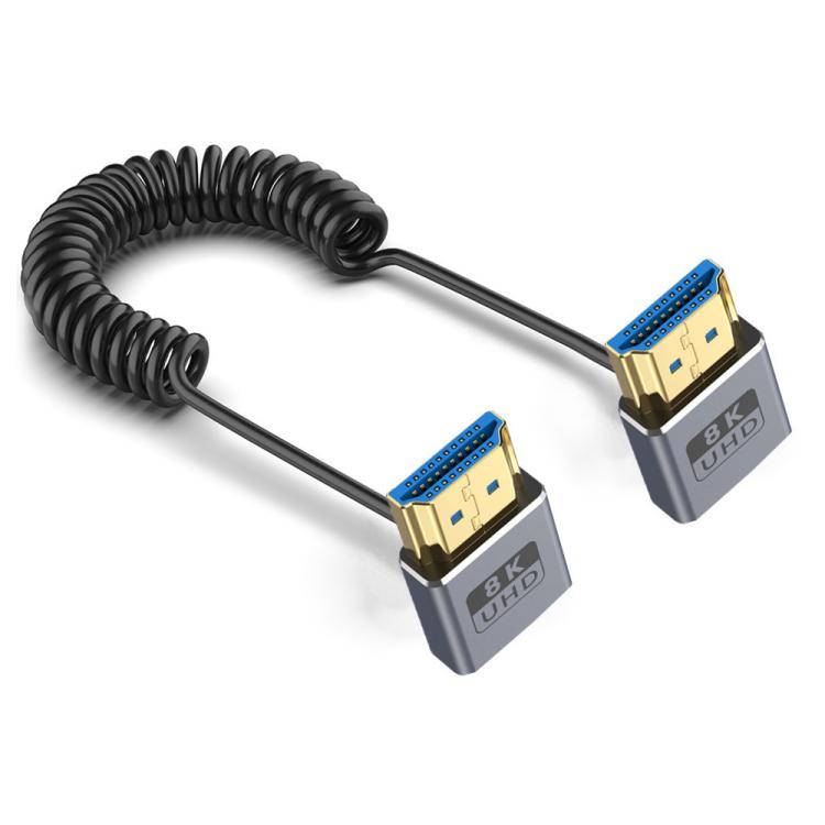 Cavo HDMI 2.1 coassiale a spirale da 0,7 m 8K 48 Gbps, Up to Up Elbow, Up to Down Elbow, Down to Down Elbow