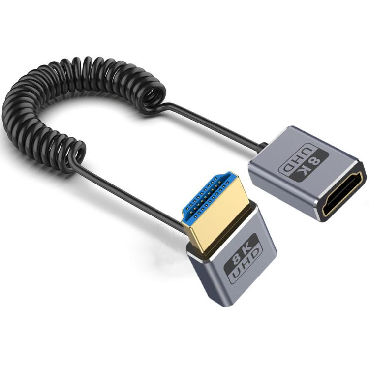 Cavo HDMI 2.1 coassiale a spirale da 0,7 m 8K 48 Gbps, Male to Female Up Elbow, Male to Female Down Elbow, Male to Female Right Elbow, Male to Female Straight, Male to Female Left Elbow