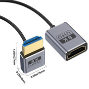 Cavo HDMI 2.1 coassiale a spirale da 0,7 m 8K 48 Gbps, Male to Female Up Elbow, Male to Female Down Elbow, Male to Female Right Elbow, Male to Female Straight, Male to Female Left Elbow
