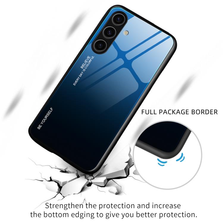 Custodia per telefono in vetro con colori sfumati, For Samsung Galaxy S25 5G, For Samsung Galaxy S25+ 5G, For Samsung Galaxy S25 Ultra 5G