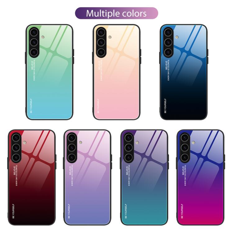 Custodia per telefono in vetro con colori sfumati, For Samsung Galaxy S25 5G, For Samsung Galaxy S25+ 5G, For Samsung Galaxy S25 Ultra 5G