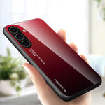 Custodia per telefono in vetro con colori sfumati, For Samsung Galaxy S25 5G, For Samsung Galaxy S25+ 5G, For Samsung Galaxy S25 Ultra 5G