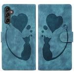Custodia per telefono in pelle goffrata con motivo a cuore e gatto, For Samsung Galaxy A17 5G / A26 5G, For Samsung Galaxy A56 5G, For Samsung Galaxy A26 5G, For Samsung Galaxy A36 5G